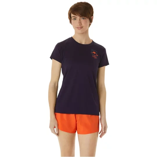 Zdjęcie produktu ASICS Fujitrail Logo SS Top Tee 2012C395-500, Damskie, Fioletowe, t-shirty, poliester, rozmiar: M