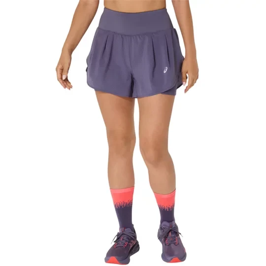 Zdjęcie produktu ASICS Road 2-N-1 3.5IN Short 2012C975-500, Damskie, Fioletowe, spodenki, poliester, rozmiar: L