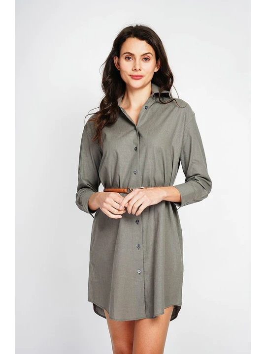 Zdjęcie produktu ASSUILI Lniana sukienka w kolorze khaki rozmiar: 40