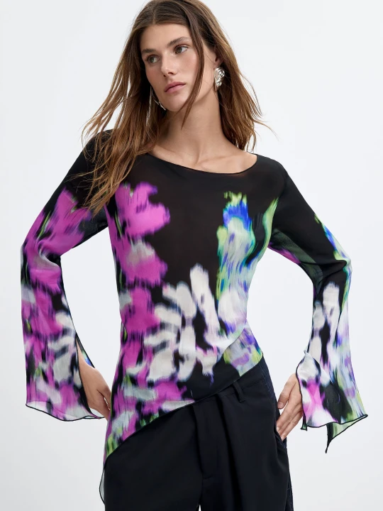 Zdjęcie produktu Asymetryczna bluzka we wzory . C. Lacroix Desigual czarny