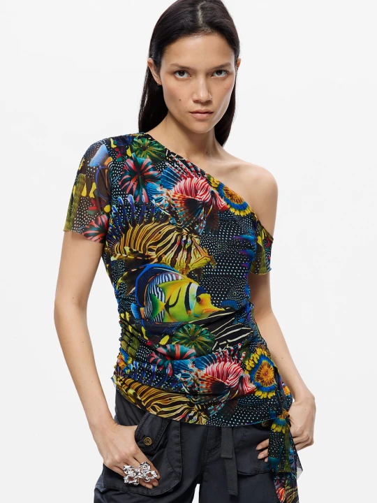Zdjęcie produktu Asymetryczna koszulka Lacorix Desigual czarny