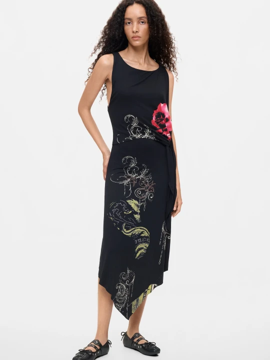 Zdjęcie produktu Asymetryczna sukienka midi Desigual czarny
