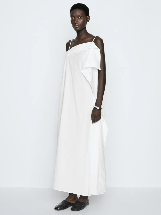 Zdjęcie produktu Asymetryczna Sukienka Midi Z Falbanami - Studio - Biały Złamany - Massimo Dutti - Female