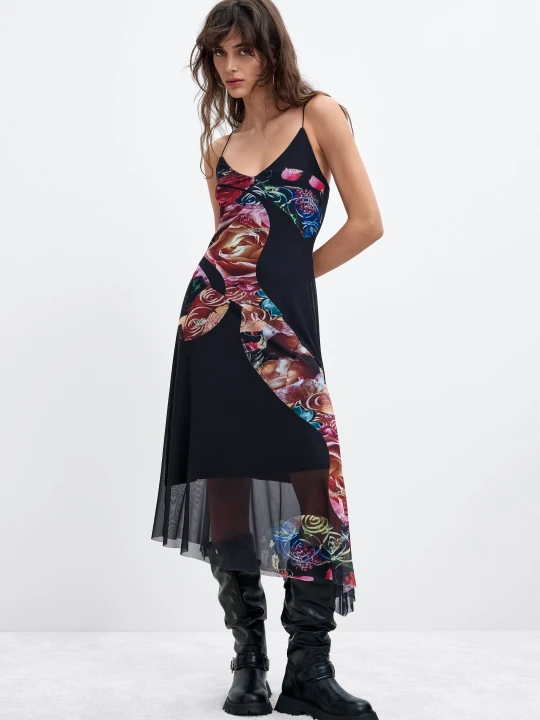 Zdjęcie produktu Asymetryczna sukienka w kwiaty M. C. Lacroix Desigual czarny