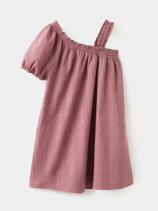 Zdjęcie produktu Asymetryczna sukienka z haftami różowy - Dzieci - - MANGO KIDS