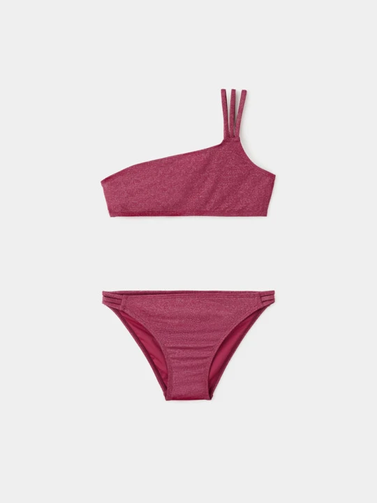 Zdjęcie produktu Asymetryczne błyszczące bikini burgund - Dzieci - lata - MANGO KIDS