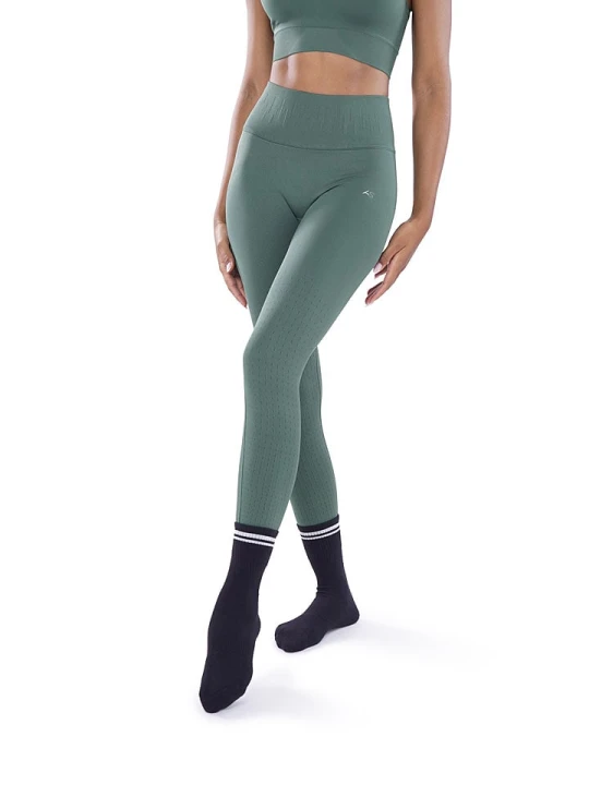 Zdjęcie produktu Athleas Legginsy sportowe "Mya" w kolorze khaki rozmiar: M/L