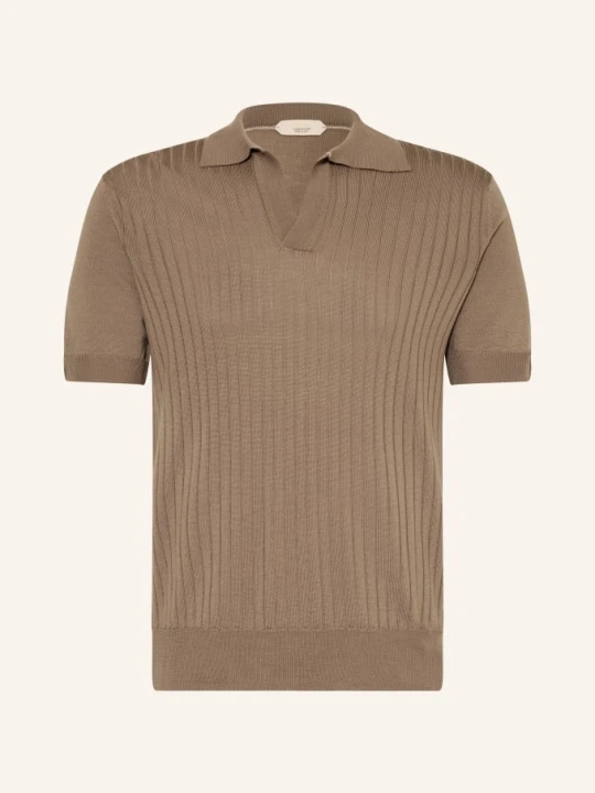Zdjęcie produktu Aurélien Sweter Polo Z Dzianiny Z Wełny Merynosowej beige