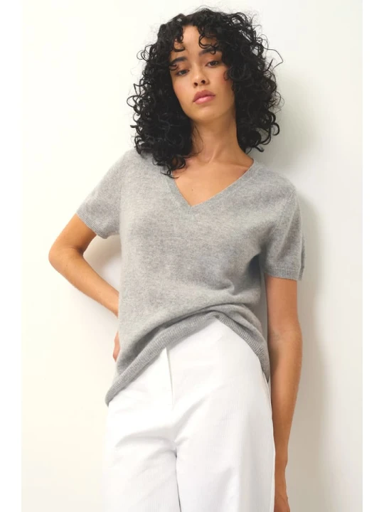 Zdjęcie produktu AUTHENTIC CASHMERE Kaszmirowa koszulka "Kali" w kolorze szarym rozmiar: M