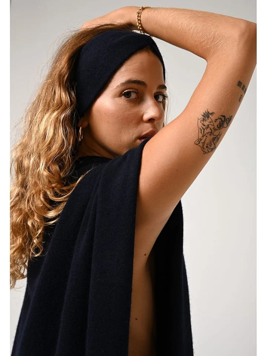 Zdjęcie produktu AUTHENTIC CASHMERE Kaszmirowa opaska "Lana" w kolorze granatowym na czoło rozmiar: onesize
