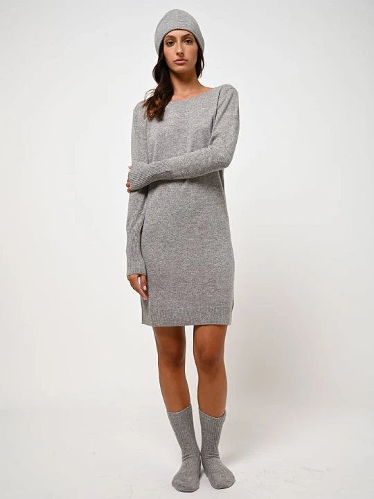 Zdjęcie produktu AUTHENTIC CASHMERE Kaszmirowa sukienka "Armet" w kolorze szarym rozmiar: M