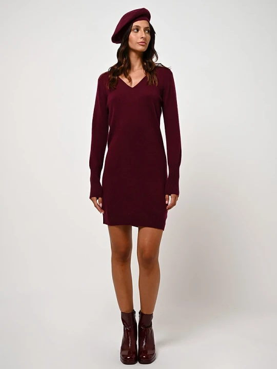 Zdjęcie produktu AUTHENTIC CASHMERE Kaszmirowa sukienka "Capelet" w kolorze bordowym rozmiar: XL