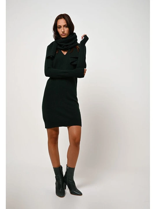 Zdjęcie produktu AUTHENTIC CASHMERE Kaszmirowa sukienka "Capelet" w kolorze ciemnozielonym rozmiar: M