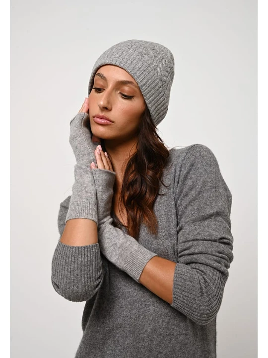 Zdjęcie produktu AUTHENTIC CASHMERE Kaszmirowe mitenki "Serre" w kolorze szarym rozmiar: onesize