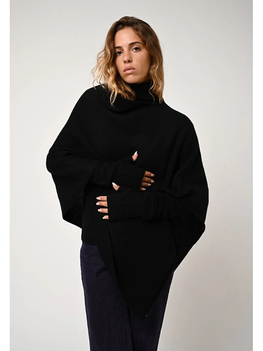 Zdjęcie produktu AUTHENTIC CASHMERE Kaszmirowe ponczo "Meryl" w kolorze czarnym rozmiar: XL