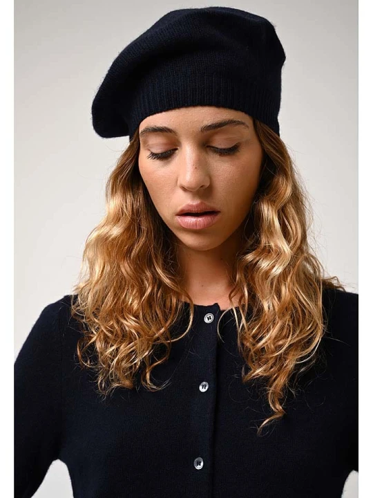 Zdjęcie produktu AUTHENTIC CASHMERE Kaszmirowy beret "Liwi" w kolorze granatowym rozmiar: onesize