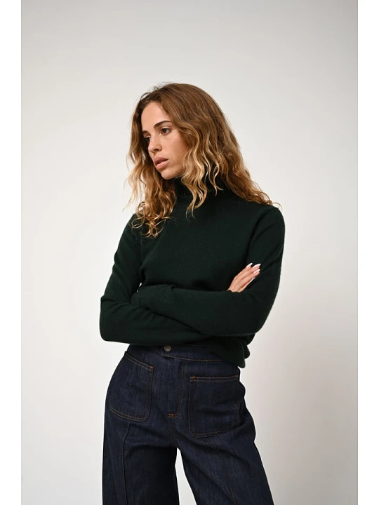 Zdjęcie produktu AUTHENTIC CASHMERE Kaszmirowy golf "Bise" w kolorze ciemnozielonym rozmiar: M