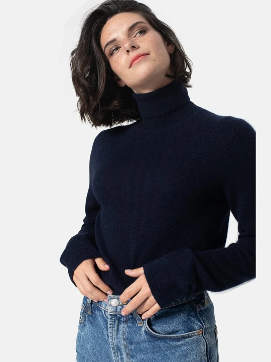 Zdjęcie produktu AUTHENTIC CASHMERE Kaszmirowy golf "Bise" w kolorze granatowym rozmiar: L
