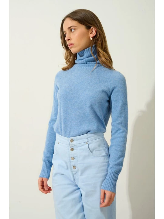 Zdjęcie produktu AUTHENTIC CASHMERE Kaszmirowy golf "Cassy" w kolorze błękitnym rozmiar: L