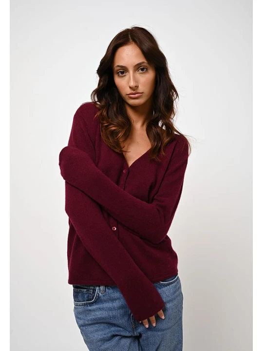 Zdjęcie produktu AUTHENTIC CASHMERE Kaszmirowy kardigan "Chalais" w kolorze bordowym rozmiar: XXL