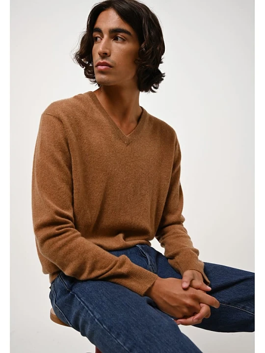 Zdjęcie produktu AUTHENTIC CASHMERE Kaszmirowy sweter "Agel" w kolorze jasnobrązowym rozmiar: XXL