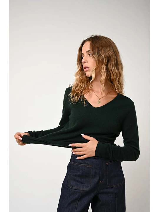 Zdjęcie produktu AUTHENTIC CASHMERE Kaszmirowy sweter "Galise" w kolorze ciemnozielonym rozmiar: L