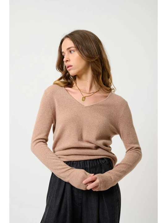 Zdjęcie produktu AUTHENTIC CASHMERE Kaszmirowy sweter "Galise" w kolorze jasnobrązowym rozmiar: L