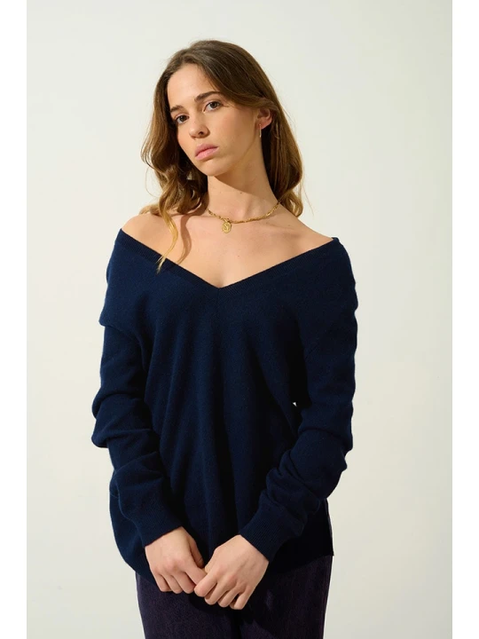 Zdjęcie produktu AUTHENTIC CASHMERE Kaszmirowy sweter "Giegn" w kolorze granatowym rozmiar: L