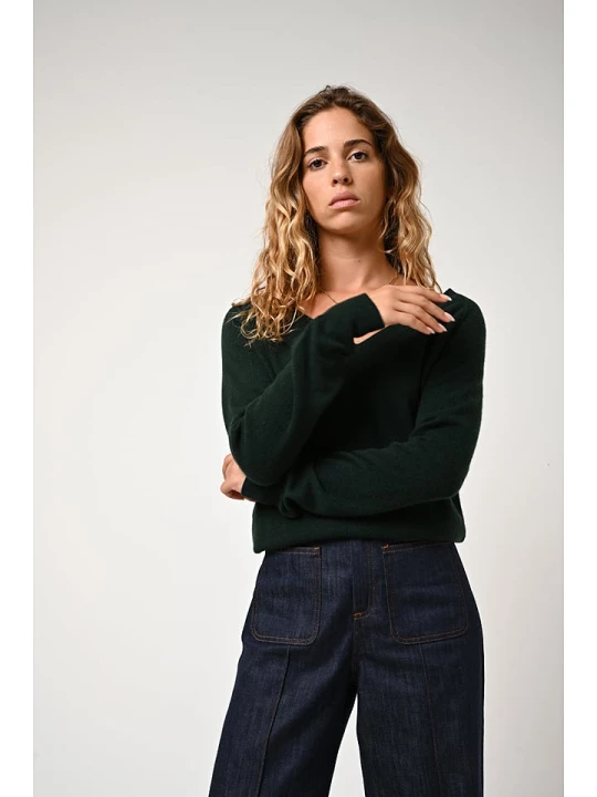 Zdjęcie produktu AUTHENTIC CASHMERE Kaszmirowy sweter "Giusalet" w kolorze ciemnozielonym rozmiar: XL