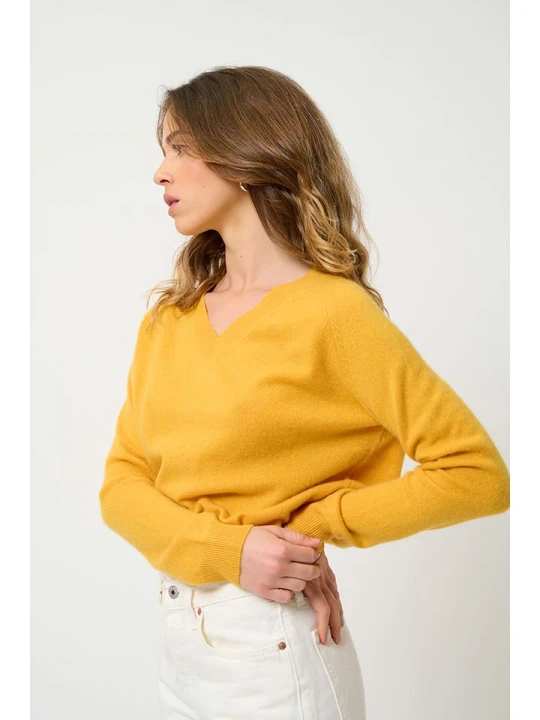 Zdjęcie produktu AUTHENTIC CASHMERE Kaszmirowy sweter "Savannah" w kolorze żółtym rozmiar: M