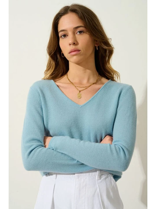 Zdjęcie produktu AUTHENTIC CASHMERE Kaszmirowy sweter w kolorze błękitnym rozmiar: L