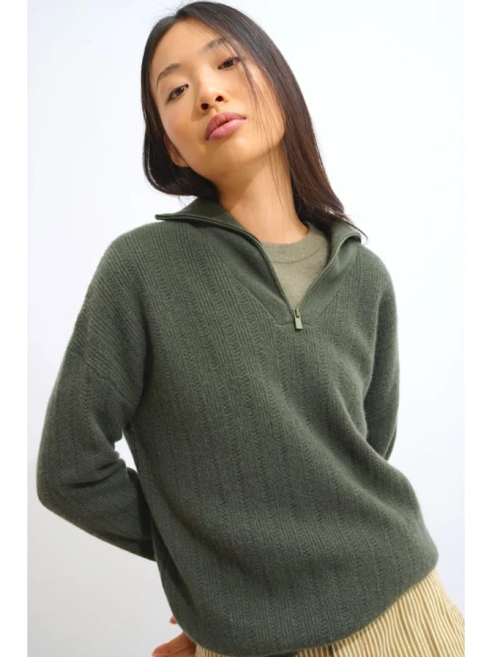 Zdjęcie produktu AUTHENTIC CASHMERE Kaszmirowy sweter w kolorze ciemnozielonym rozmiar: M