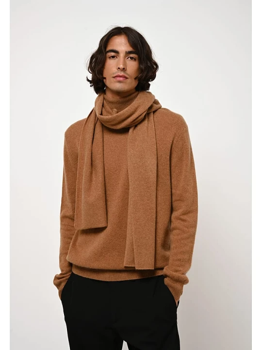 Zdjęcie produktu AUTHENTIC CASHMERE Kaszmirowy szal "Vaymont" w kolorze jasnobrązowym - 200 x 30 cm rozmiar: onesize