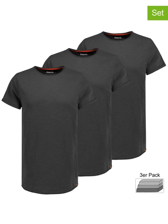 Zdjęcie produktu Authentic Style Koszulki (3 szt.) w kolorze antracytowym rozmiar: M