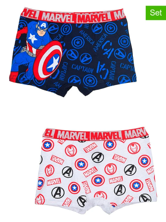 Zdjęcie produktu Avengers Bokserki (2 pary) "Avengers Classic" w kolorze granatowo-jasnoszarym rozmiar: 134/140