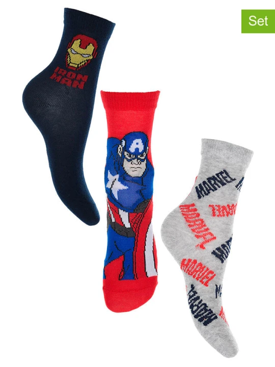Zdjęcie produktu Avengers Skarpety (3 pary) "Avengers" ze wzorem rozmiar: 23-26