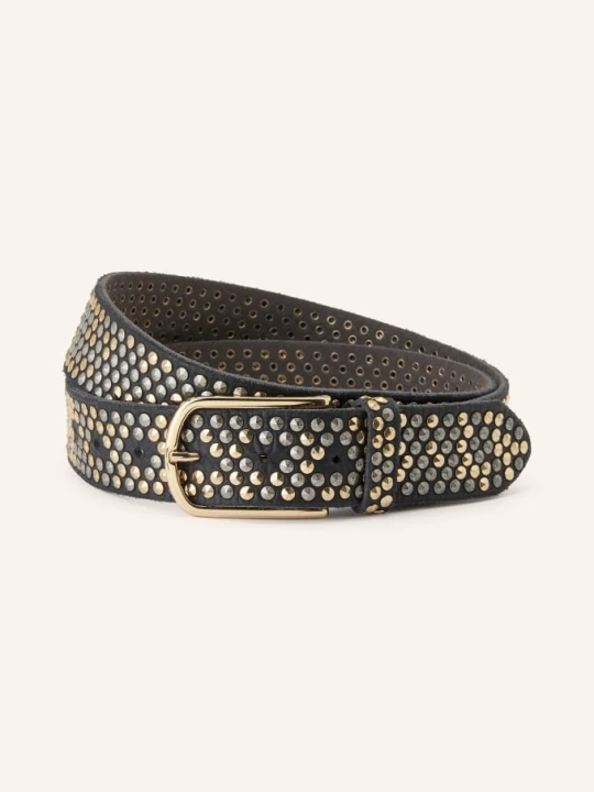 Zdjęcie produktu B.Belt Skórzany Pasek Zoe Z Nitami schwarz brązowy