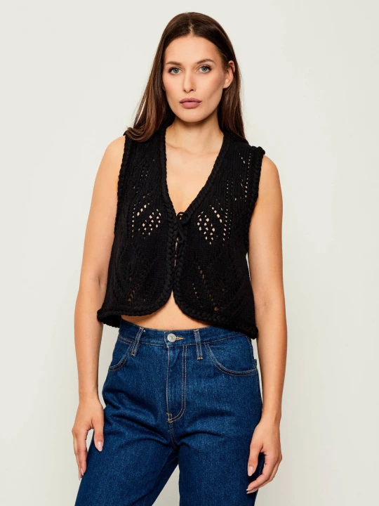 Zdjęcie produktu Ba&sh Wełniana kamizelka GILES | Cropped Fit czarny