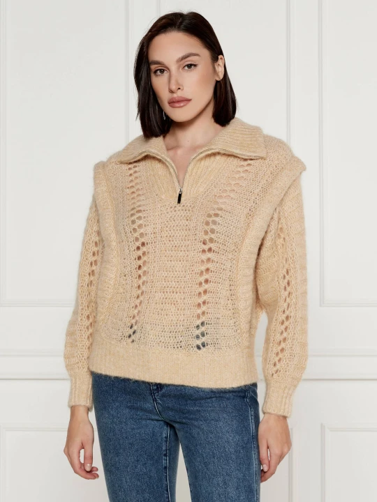 Zdjęcie produktu Ba&sh Wełniany sweter | Oversize fit | basic mesh beżowy