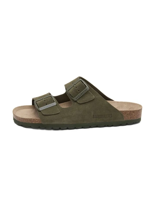 Zdjęcie produktu BABUNKERS Family Skórzane klapki w kolorze khaki rozmiar: 40