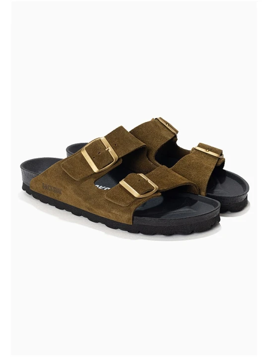 Zdjęcie produktu BACKSUN Skórzane klapki "Bali" w kolorze khaki rozmiar: 40
