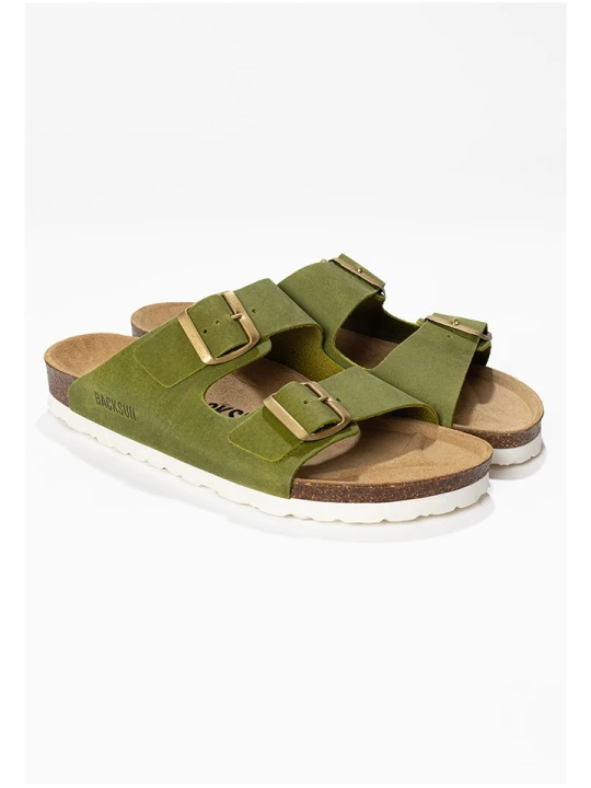 Zdjęcie produktu BACKSUN Skórzane klapki "Bali" w kolorze khaki rozmiar: 36
