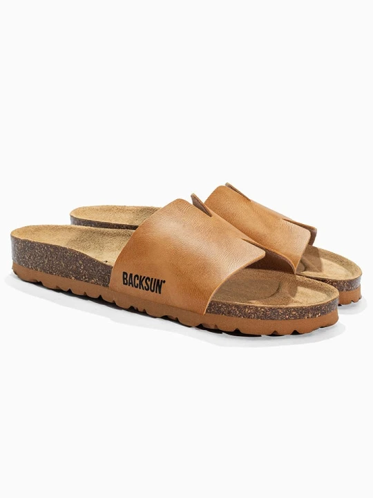 Zdjęcie produktu BACKSUN Skórzane klapki "Djila" w kolorze jasnobrązowym rozmiar: 39