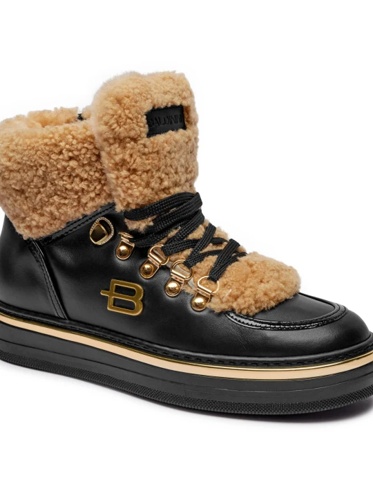 Zdjęcie produktu Baldinini Skórzane sneakersy | shearling czarny