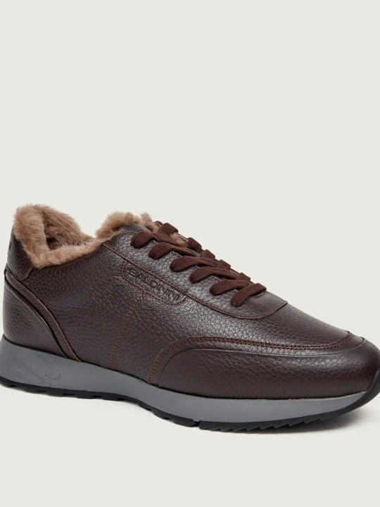 Zdjęcie produktu Baldinini Skórzane sneakersy | shearling brązowy