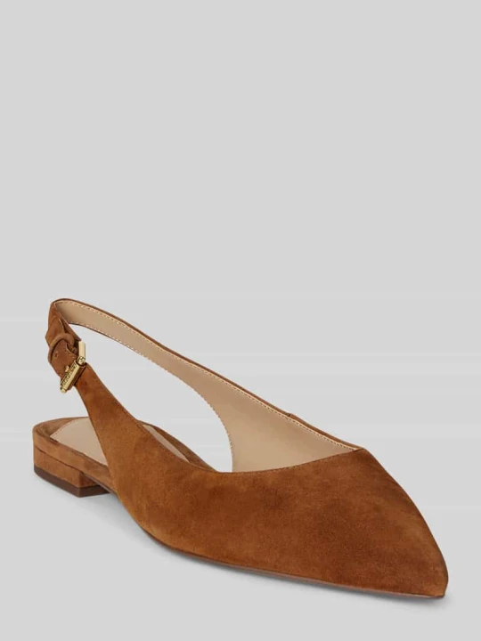 Zdjęcie produktu Balerina z naturalnej skóry welurowej Lauren Ralph Lauren Camel
