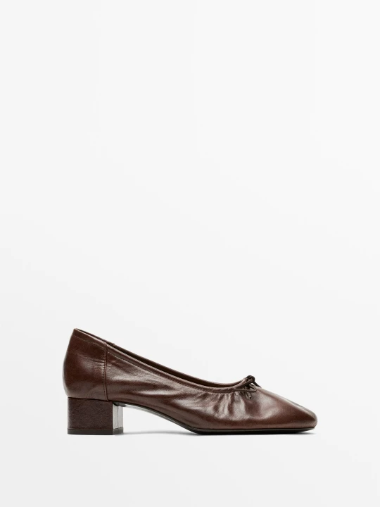Zdjęcie produktu Balerinki Na Obcasie - Brązowy - Massimo Dutti - Female