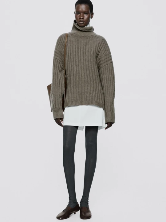 Zdjęcie produktu Balerinki Ze Skóry Na Niskim Obcasie – Limited Edition - Brązowy - Massimo Dutti - Female