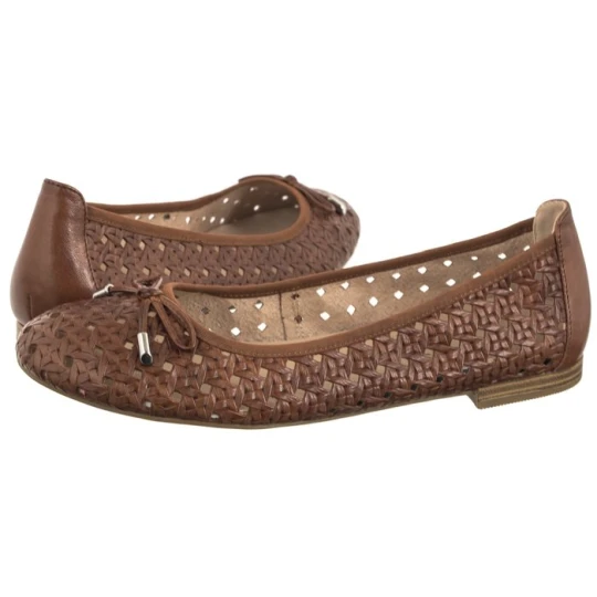 Zdjęcie produktu Baleriny Brązowe 9-22109-42 303 Cognac Nappa (CP399-a) Caprice
