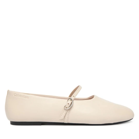 Zdjęcie produktu Baleriny Calvin Klein Oblique Ballerina Mj Lth Hdw HW0HW02847 Écru Kremowy